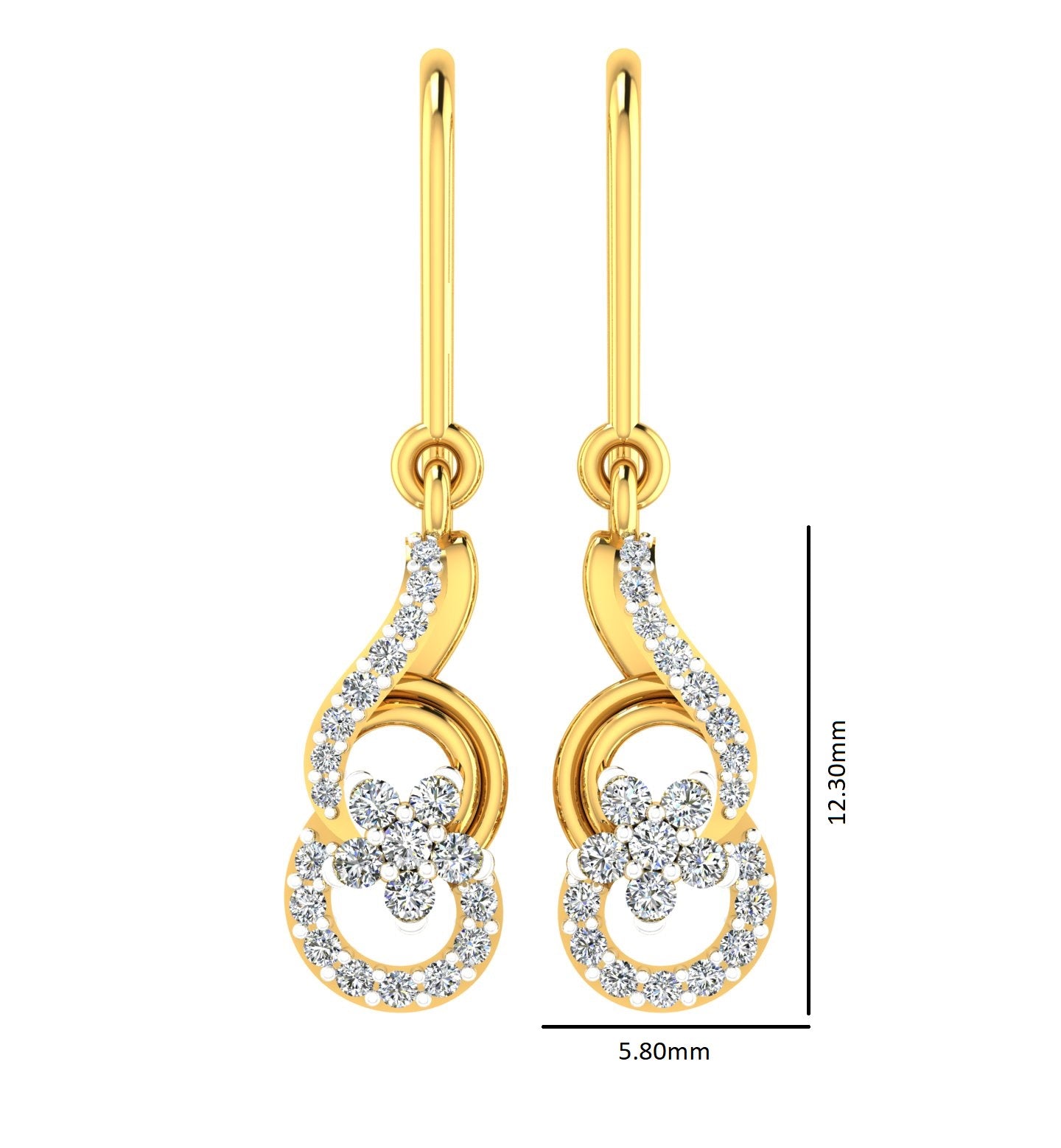 Floral Swirl Diamond Hanging Drops