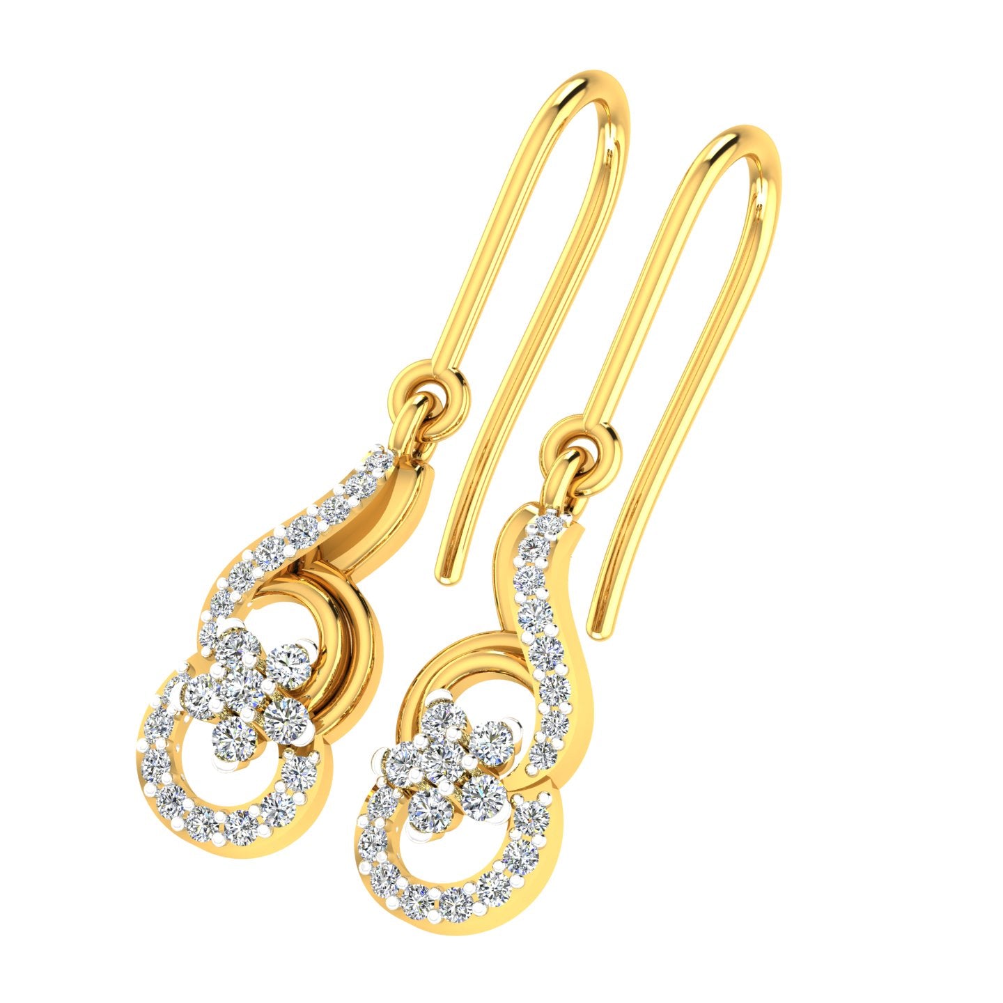 Floral Swirl Diamond Hanging Drops