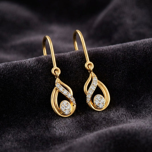 Diamond Teardrop Swirl Earrings
