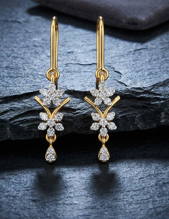 Double Floral Drop Hanging Earring