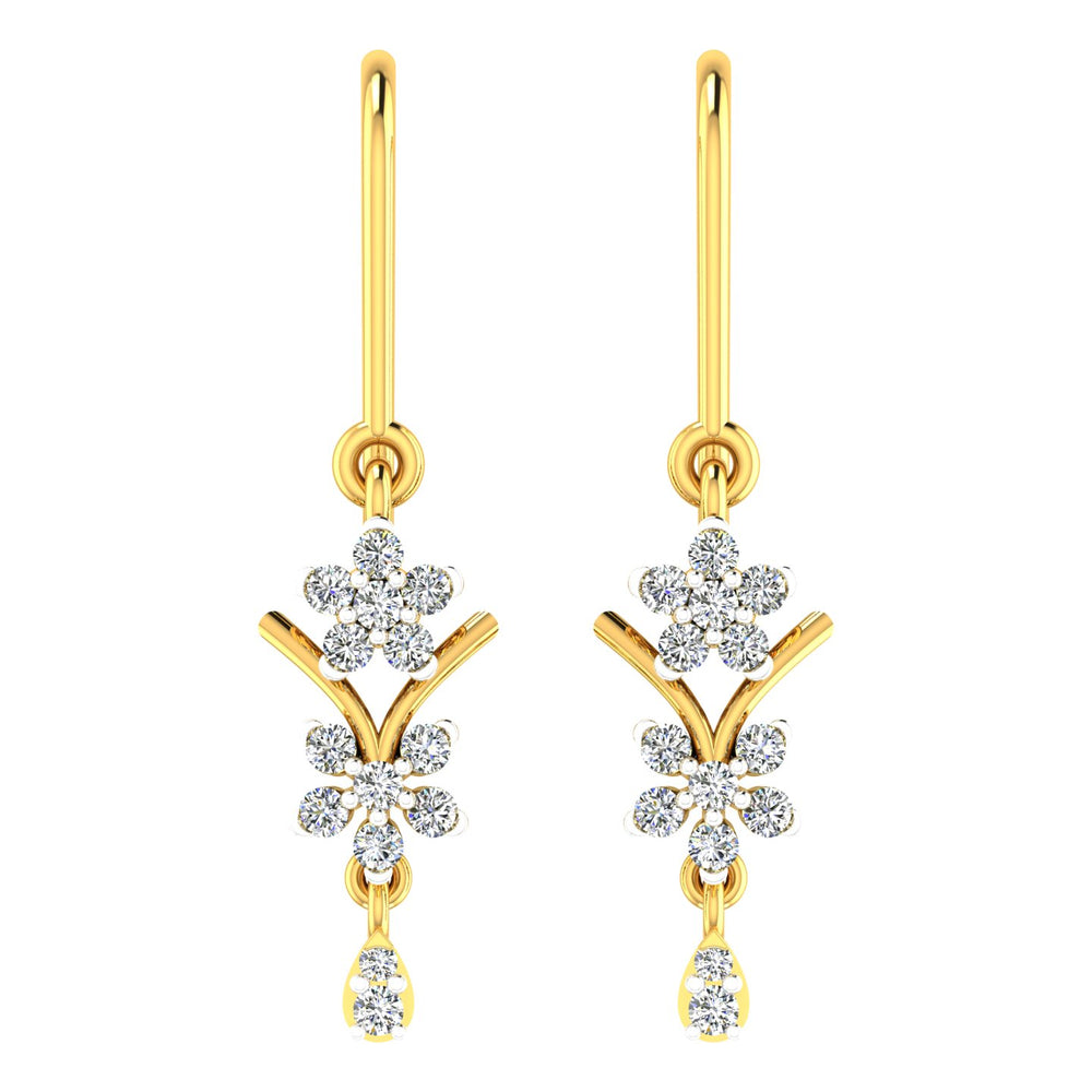 Double Floral Drop Hanging Earring