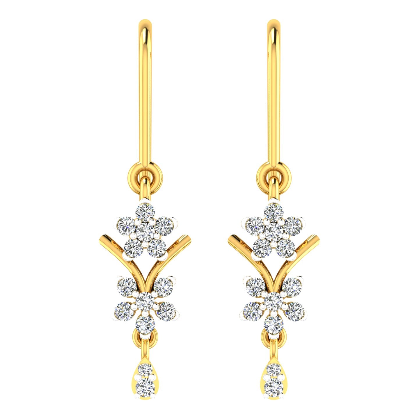 Double Floral Drop Hanging Earring