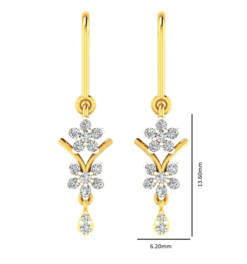 Double Floral Drop Hanging Earring