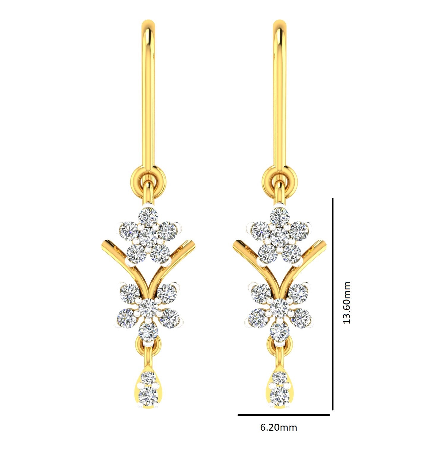 Double Floral Drop Hanging Earring