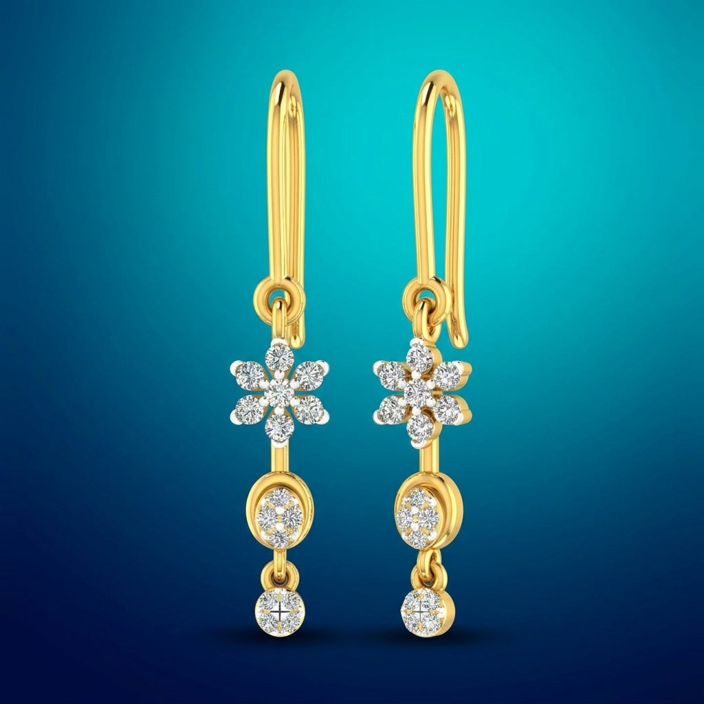 Floral Drop with Circular Hanging Elements