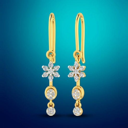 Floral Drop Earrings with Circular Elements