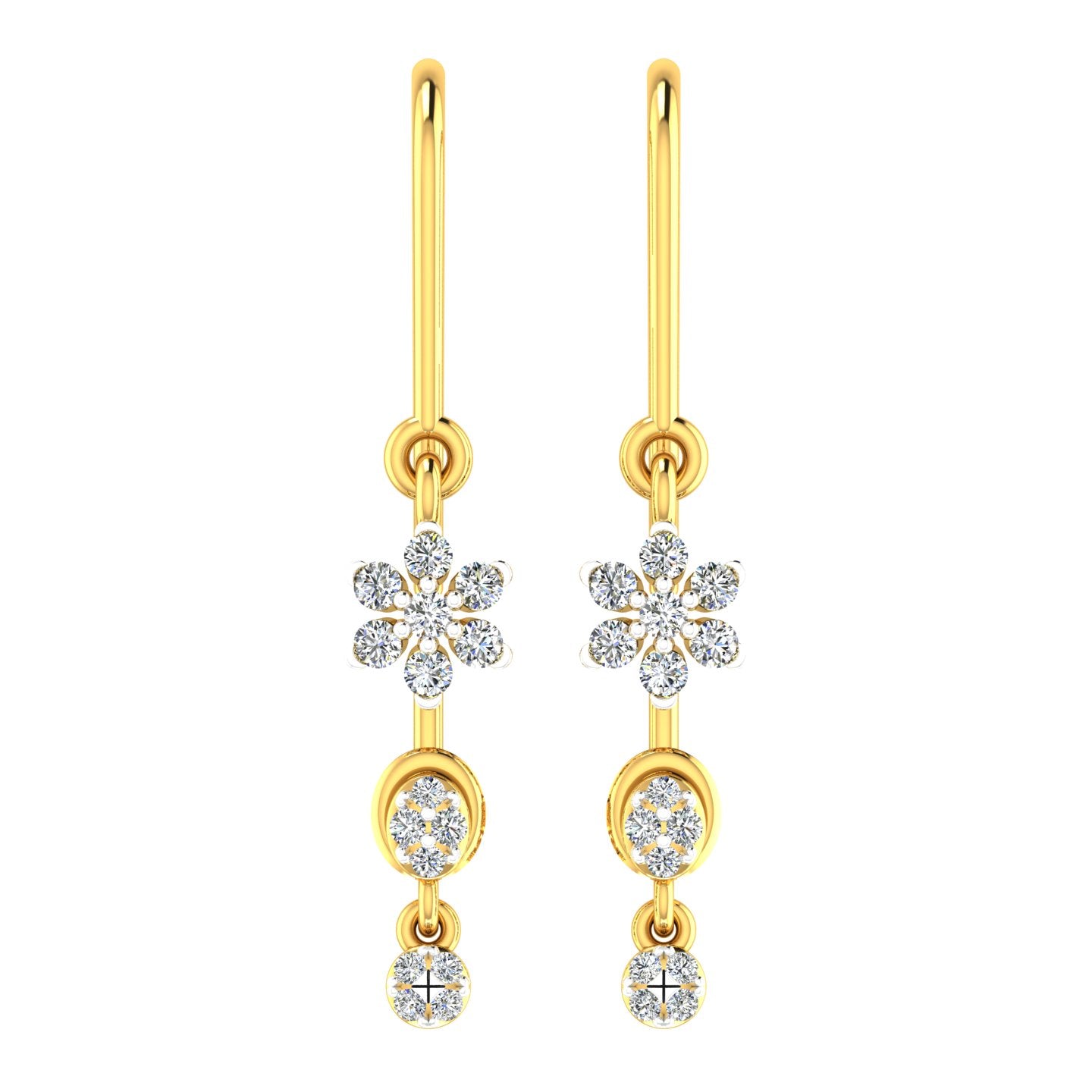 Floral Drop with Circular Hanging Elements