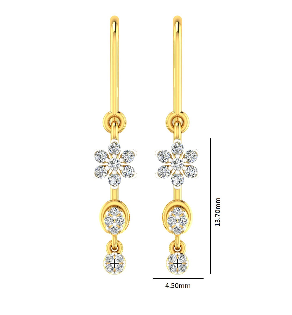 Floral Drop with Circular Hanging Elements