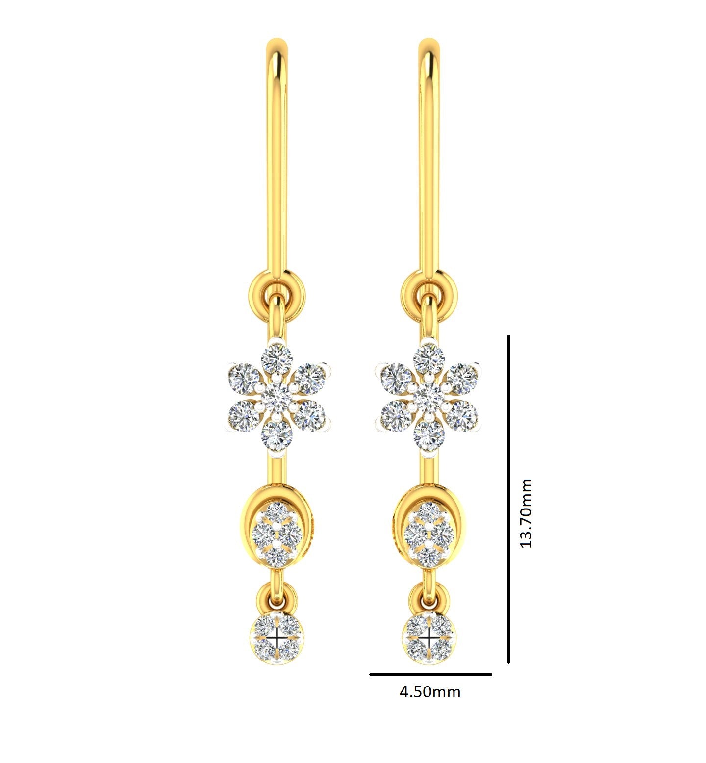 Floral Drop with Circular Hanging Elements