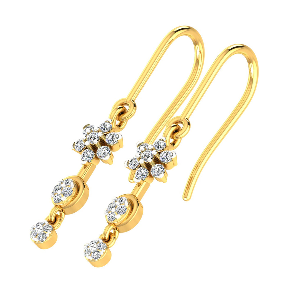 Floral Drop with Circular Hanging Elements