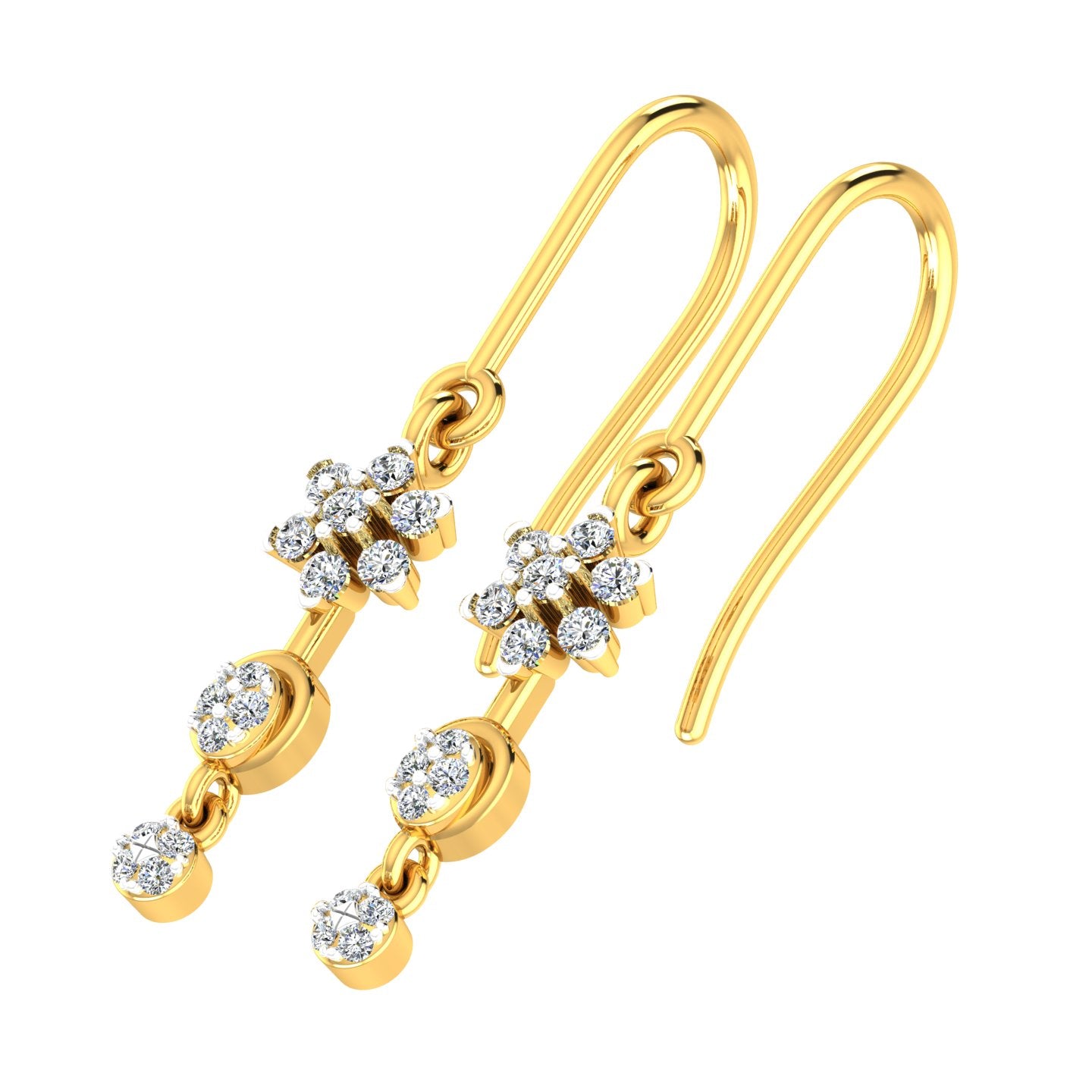 Floral Drop with Circular Hanging Elements
