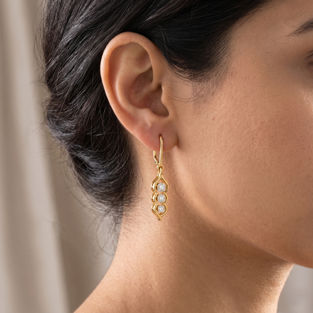 Diamond String Drop Hanging Earrings