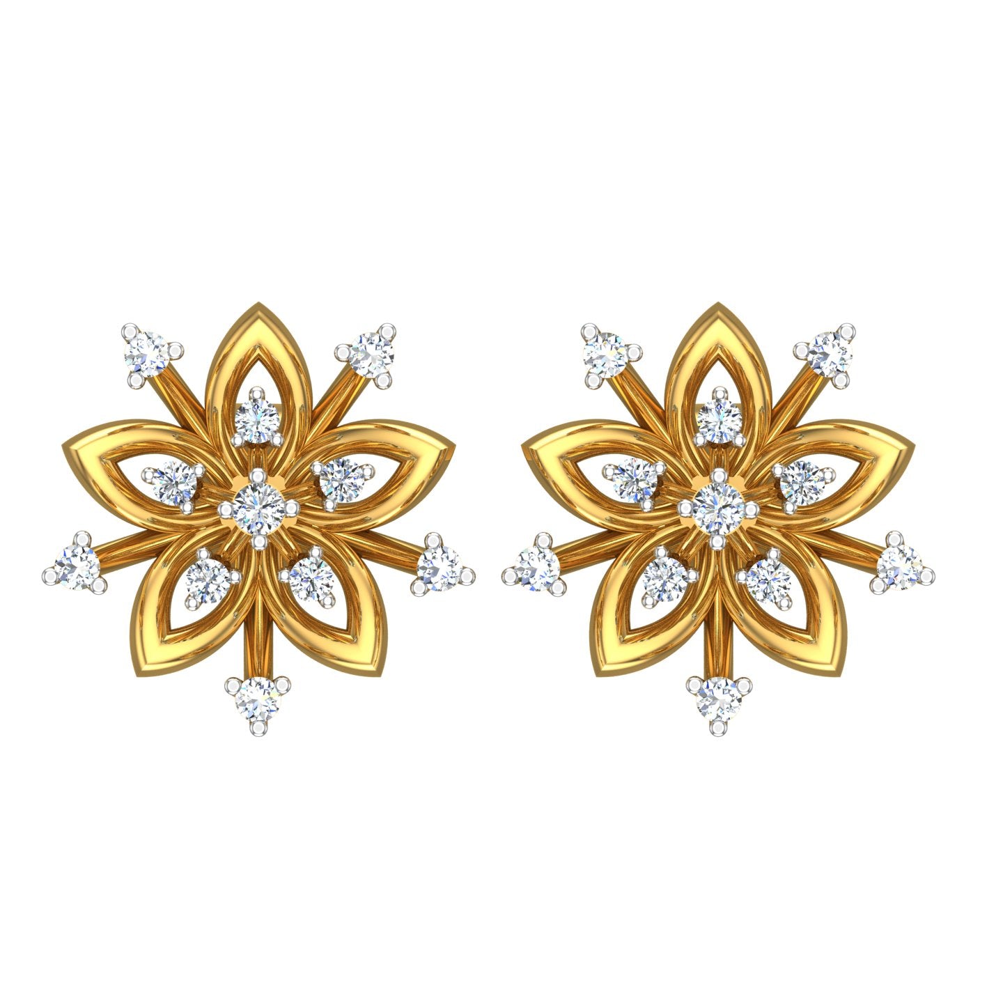 Sunpetal Diamond Stud Earrings