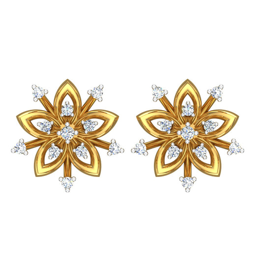 Sunpetal Diamond Stud Earrings