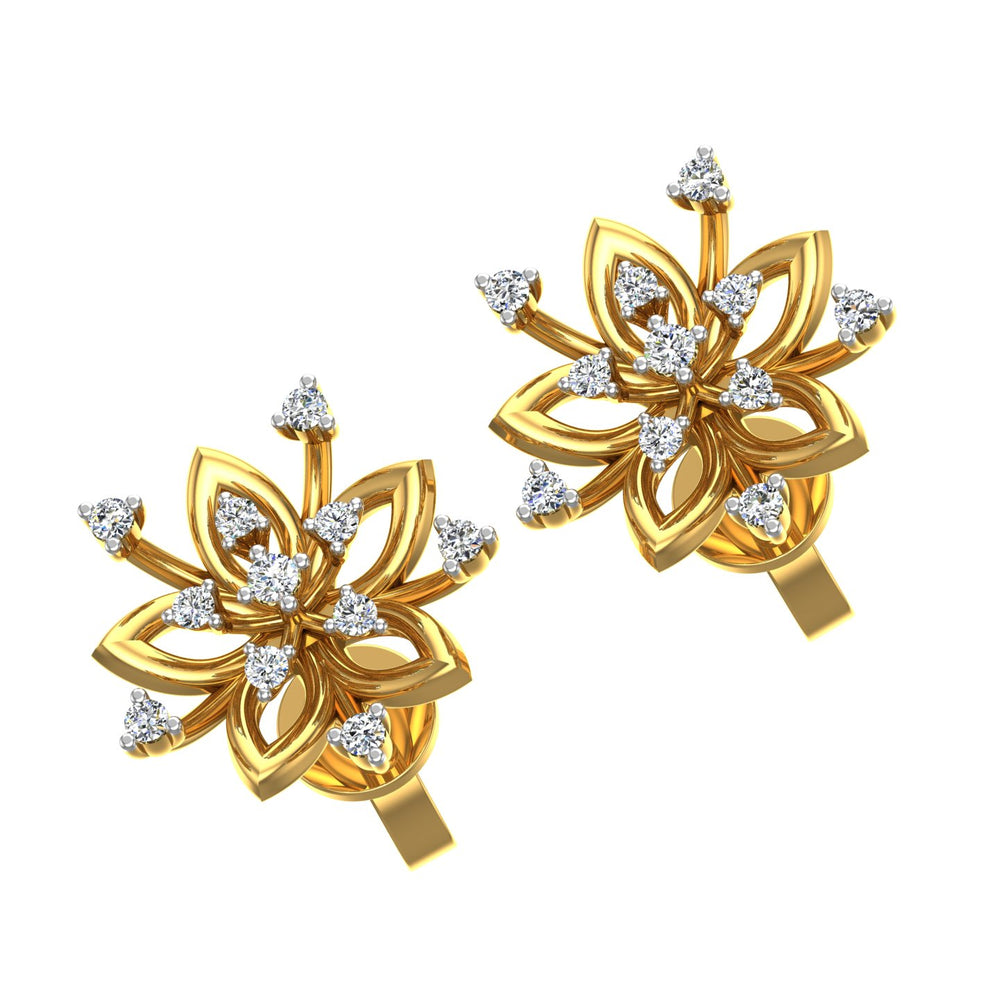 Sunpetal Diamond Stud Earrings