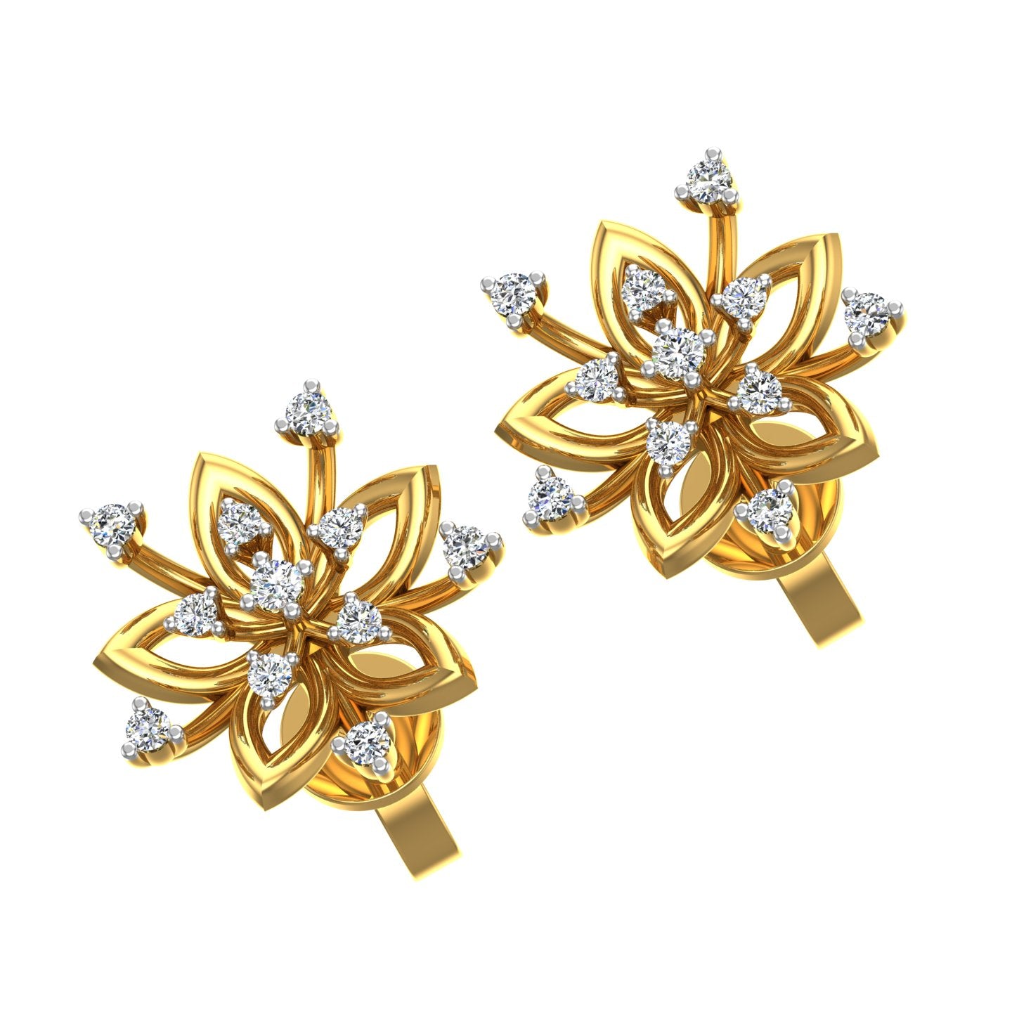 Sunpetal Diamond Stud Earrings