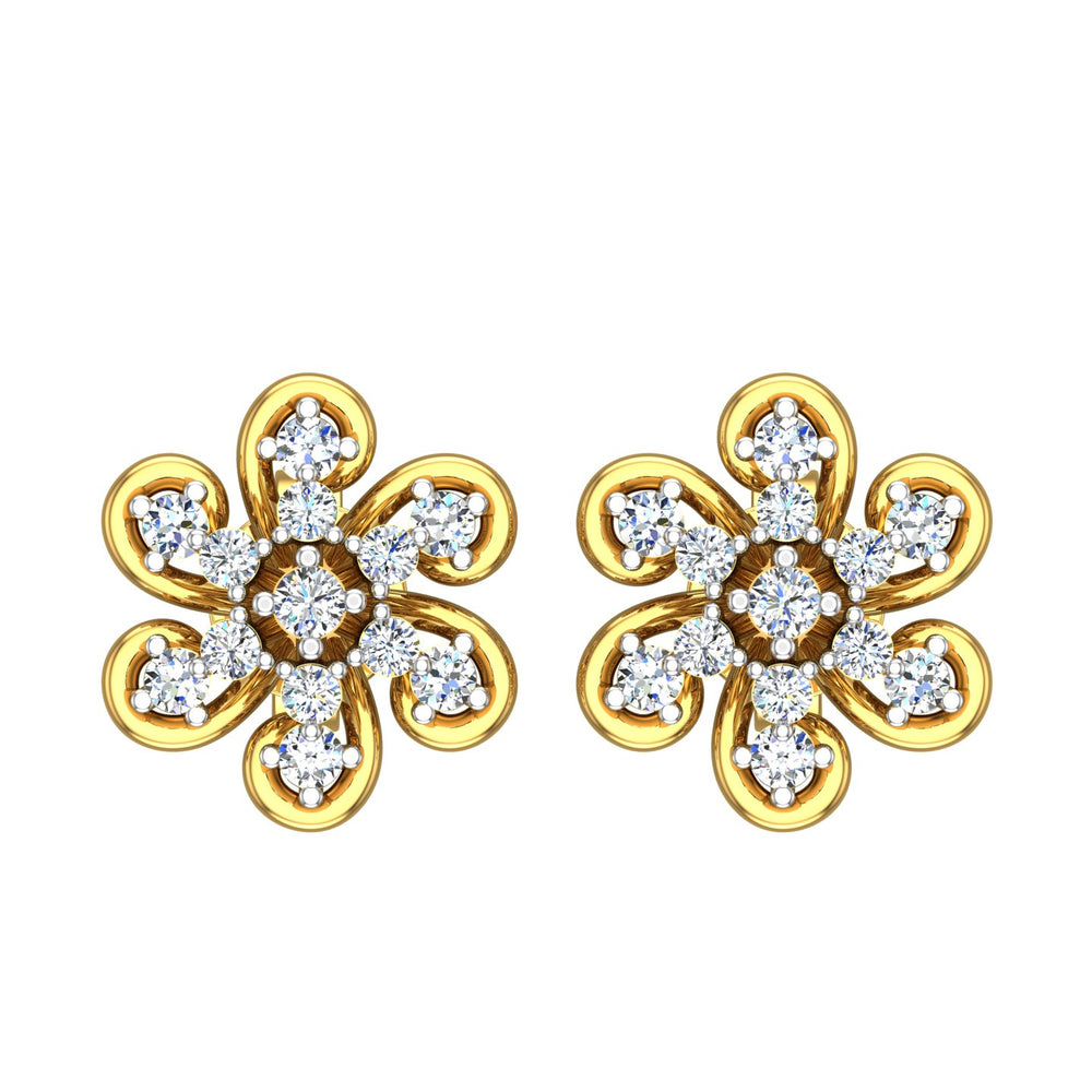 Dazzling Flower Diamond Stud Earrings