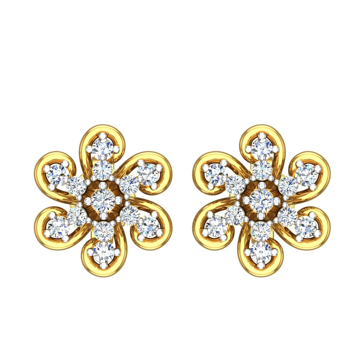 Dazzling Flower Diamond Stud Earrings