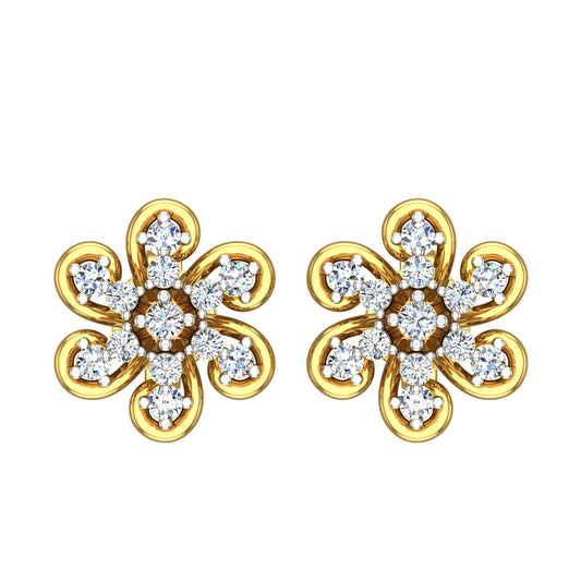 Dazzling Flower Diamond Stud Earrings