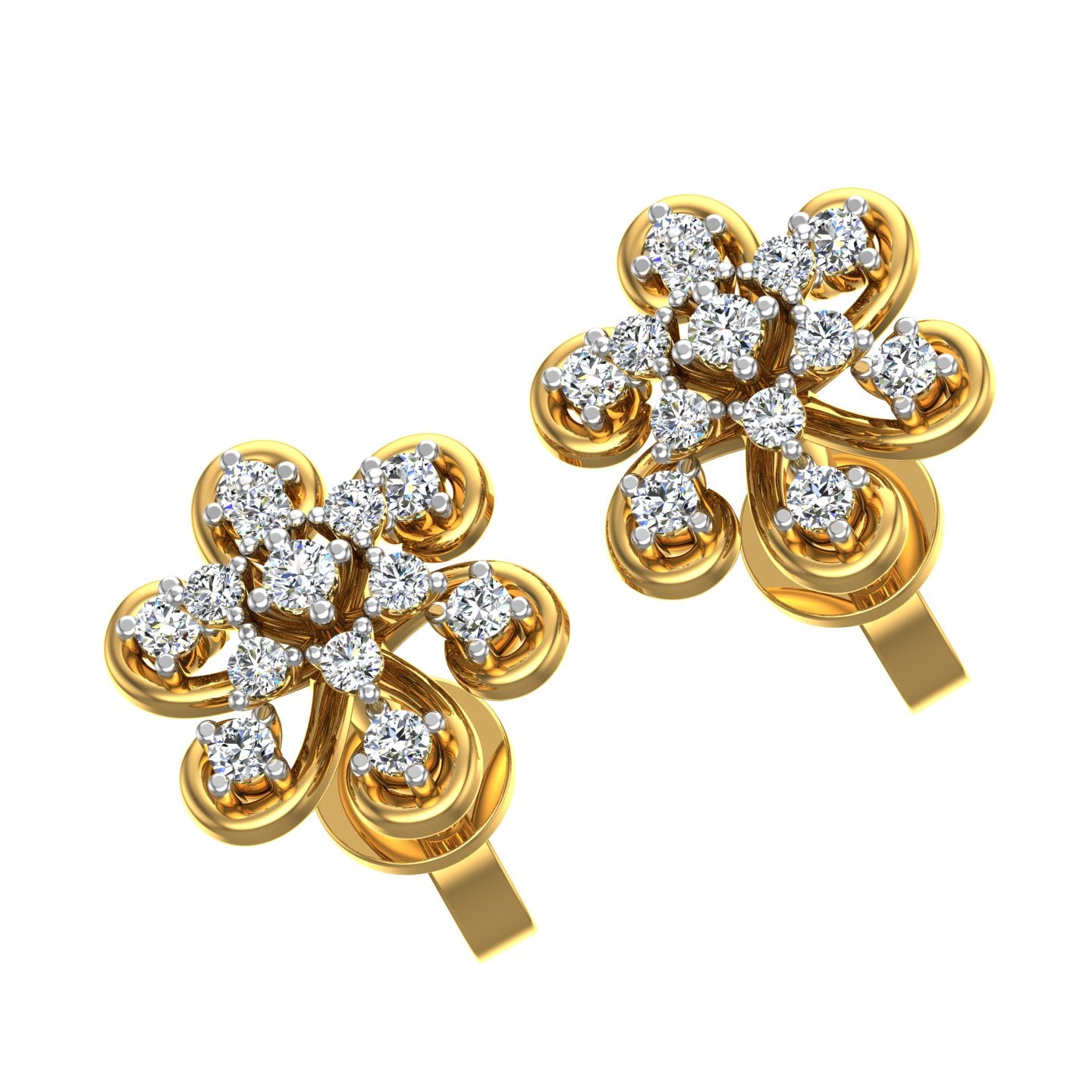 Dazzling Flower Diamond Stud Earrings