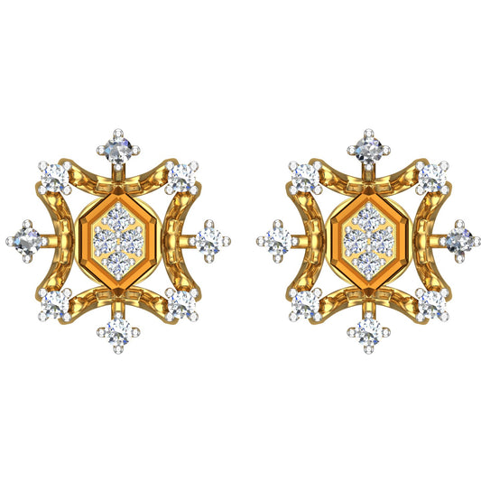 Splendid Hexagon Diamond Stud Earrings