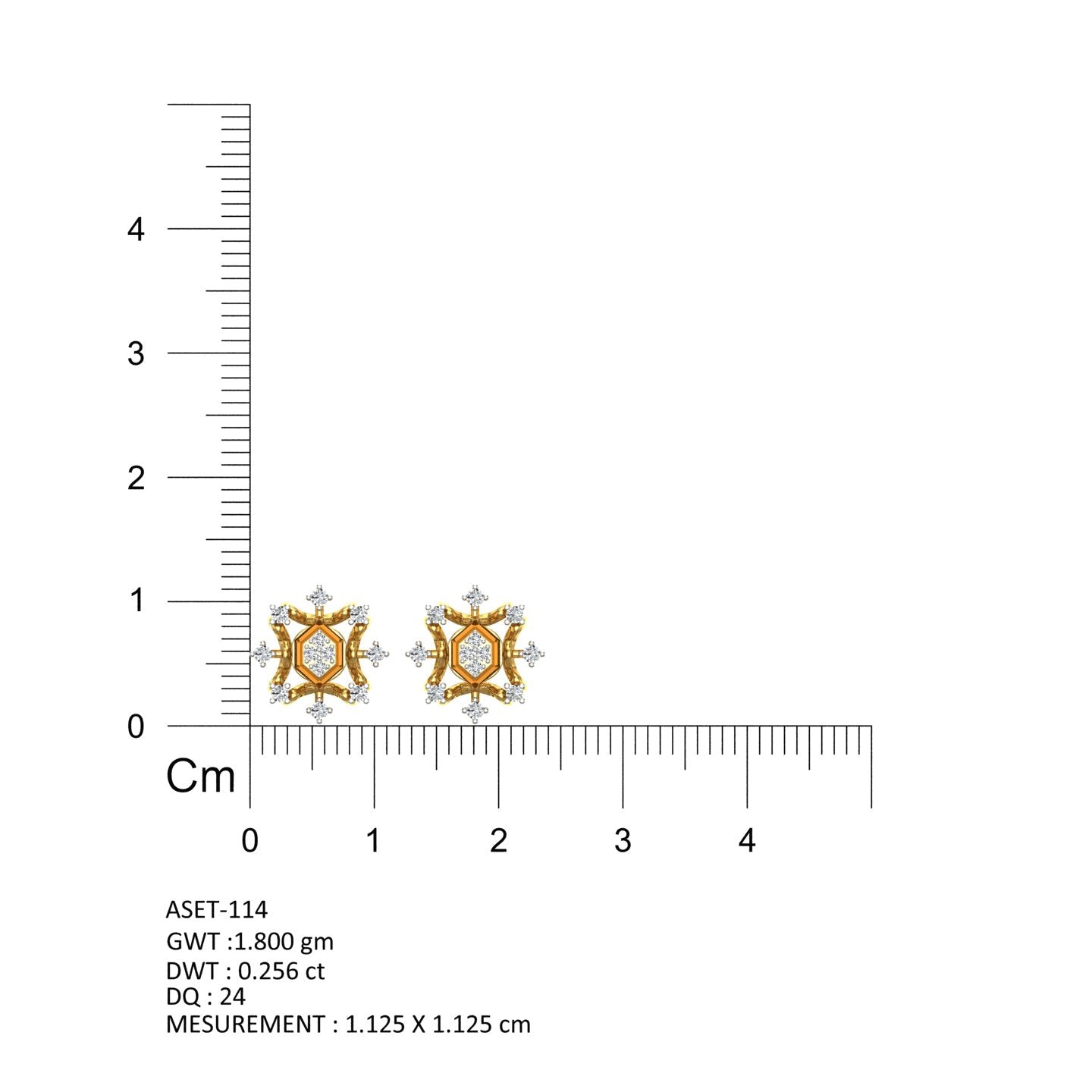 Splendid Hexagon Diamond Stud Earrings
