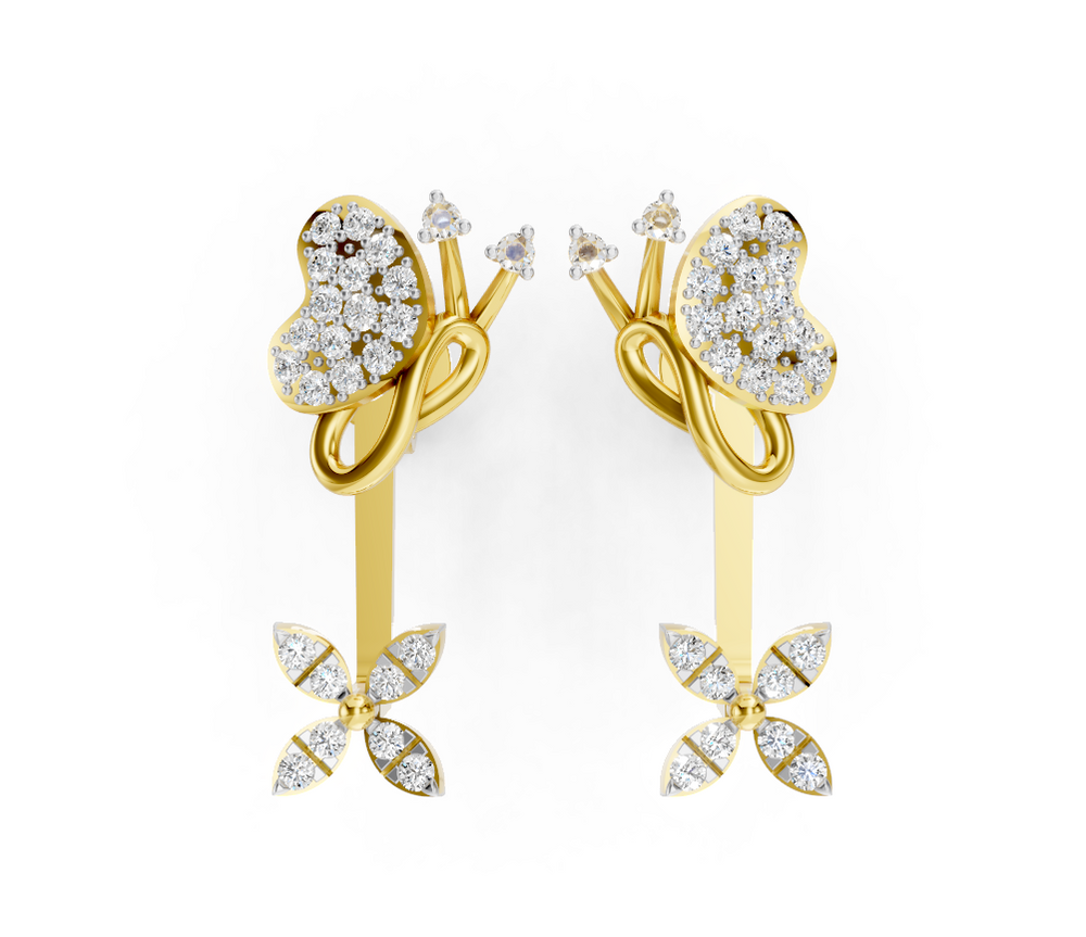 Flutter Heart Diamond Ear Tops