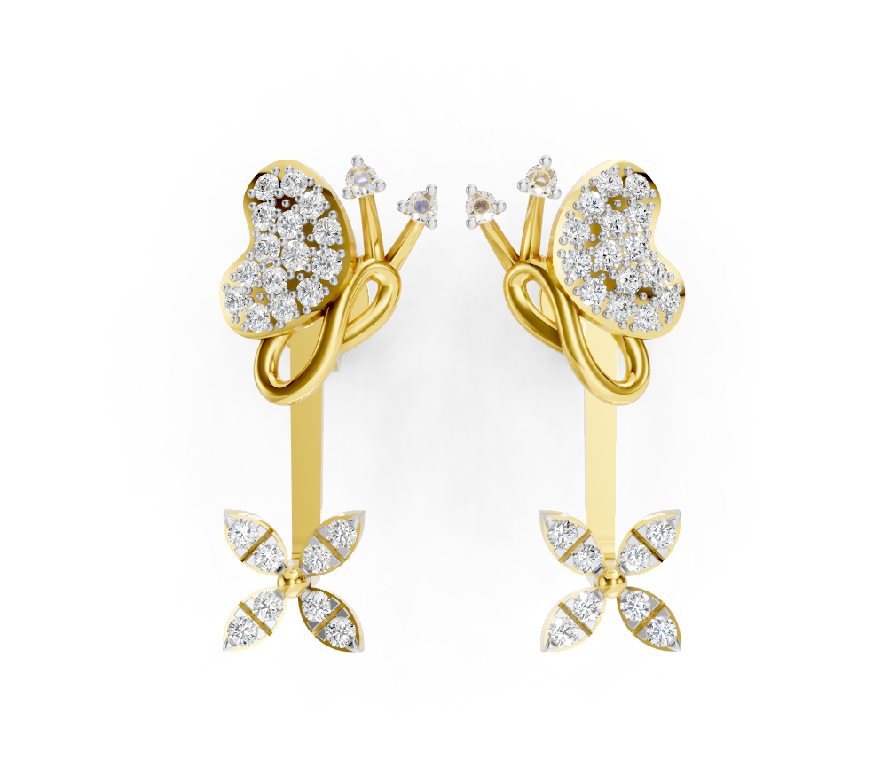 Flutter Heart Diamond Ear Tops