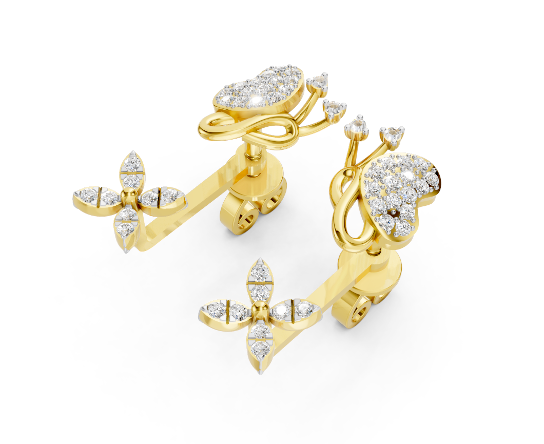 Flutter Heart Diamond Ear Tops