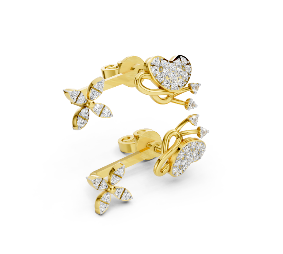 Flutter Heart Diamond Ear Tops