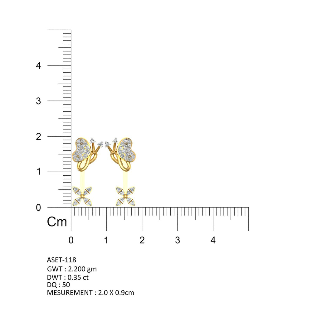 Flutter Heart Diamond Ear Tops
