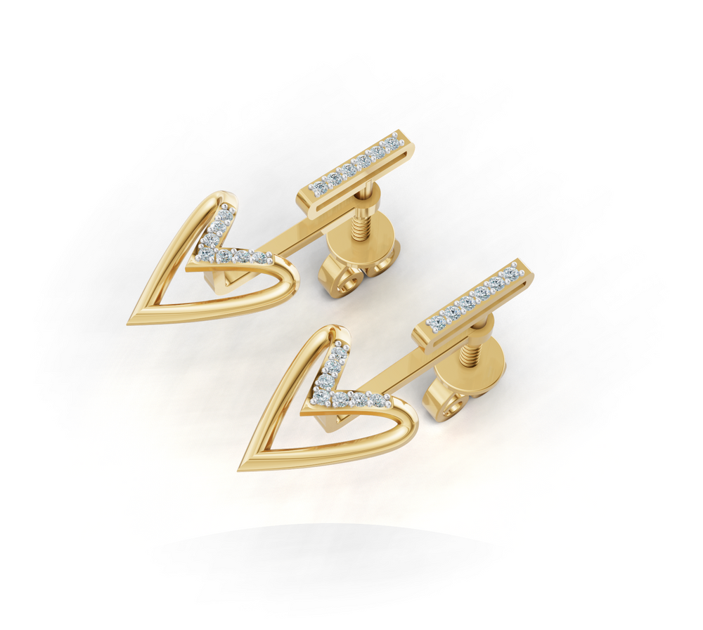 Forever Heart Diamond Ear Tops