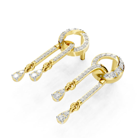 Twin Dewdrop Diamond Drop Earring