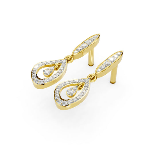 Twin Dewdrop Diamond Drop Earring