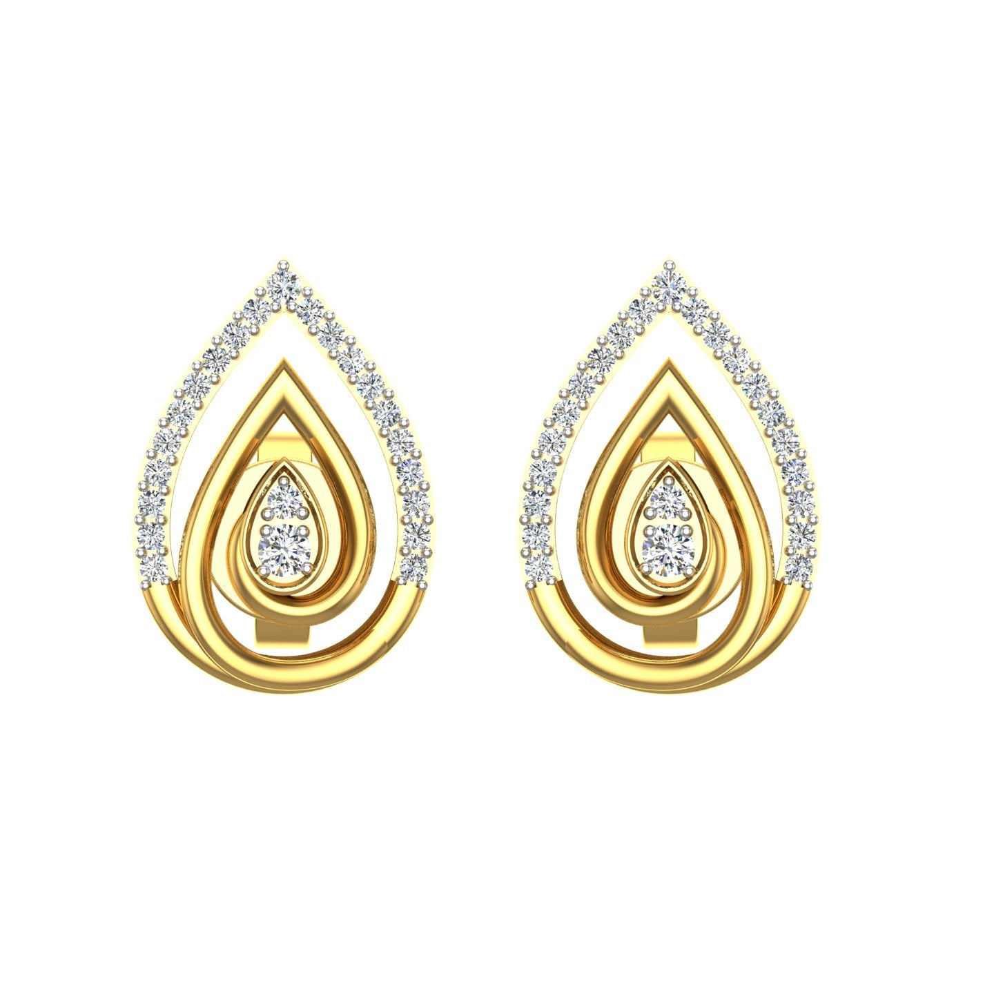 Royal Teardrop Spiral Diamond Ear Tops