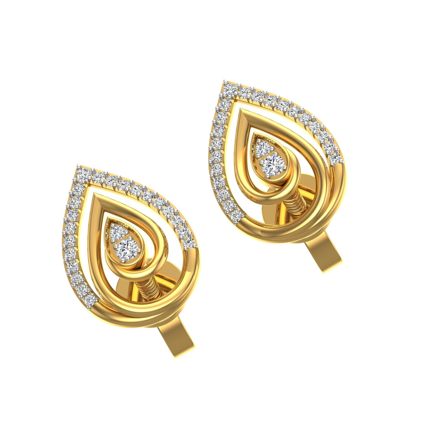 Royal Teardrop Spiral Diamond Ear Tops