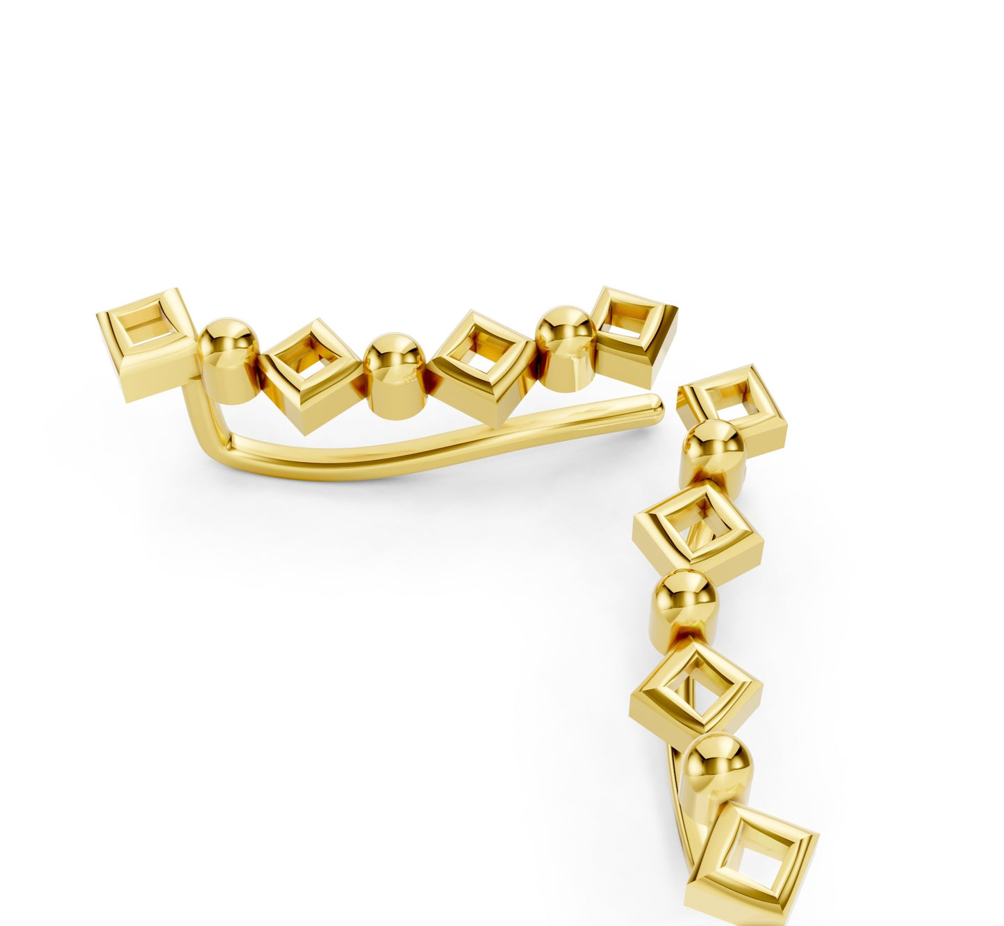 Golden Cube Cascade Earrings