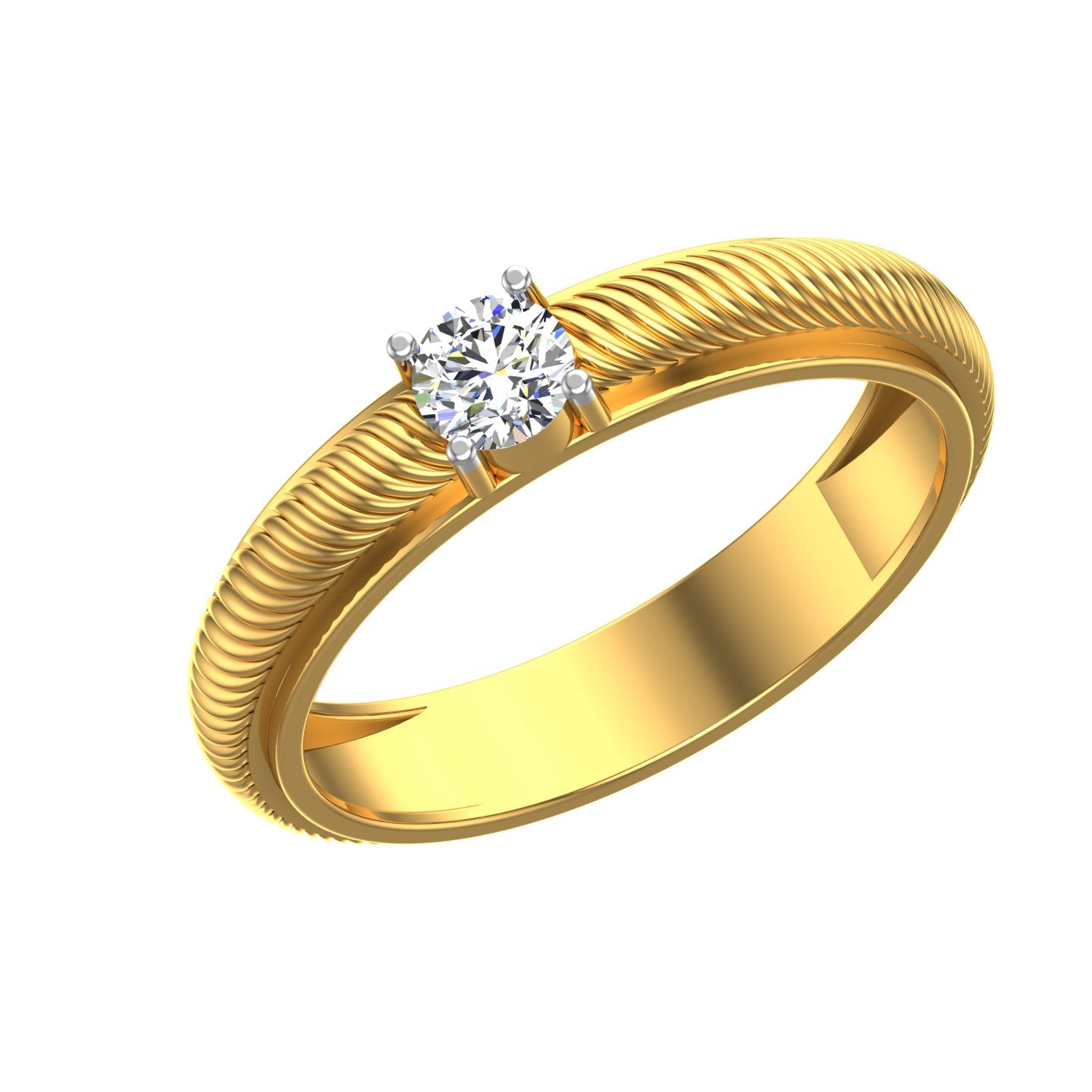 Wavy Texture Solitaire Band