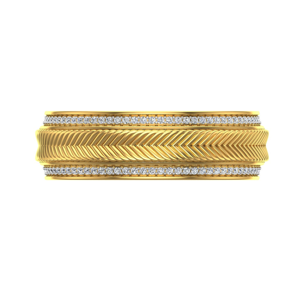Men's diamond yellow gold wedding band