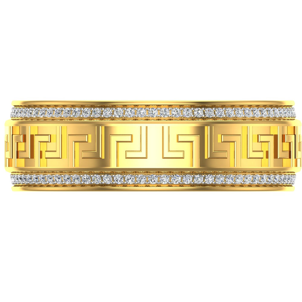 Men's diamond-studded yellow gold wedding band