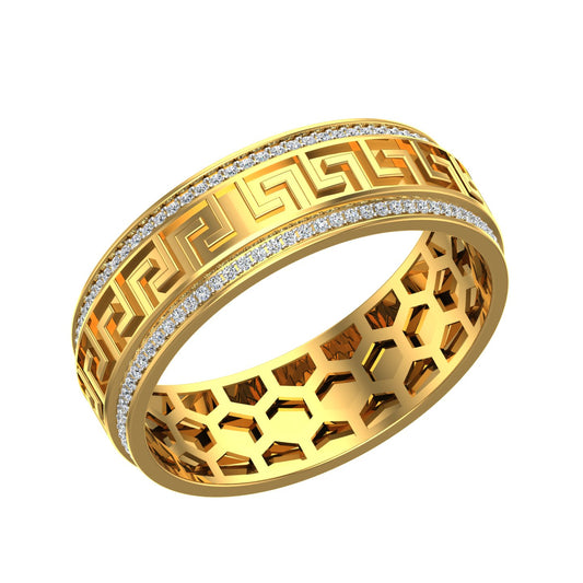 Men's diamond-studded yellow gold wedding band