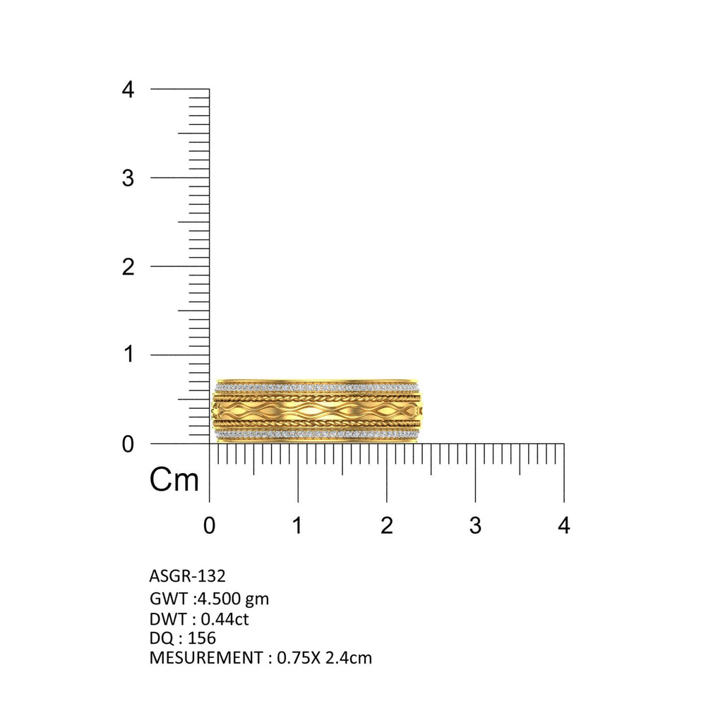 Men's diamond-studded yellow gold wedding band