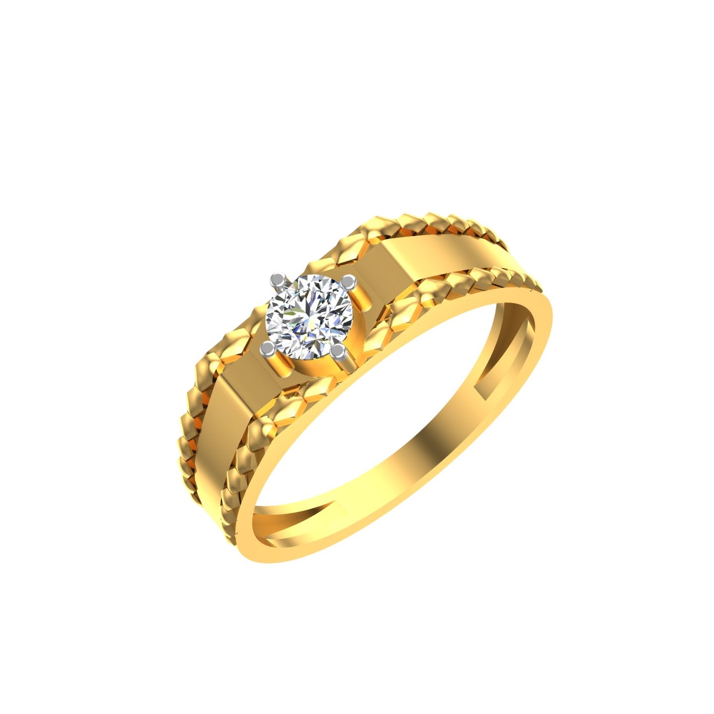 Men's Gold Diamond Solitaire Ring