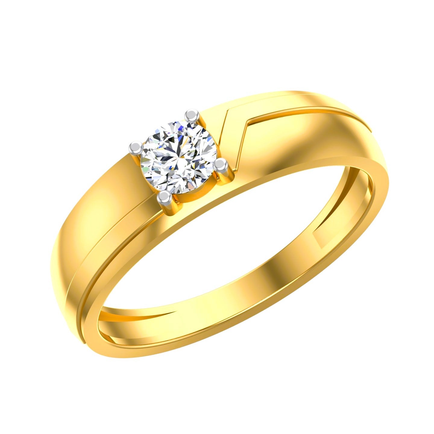 Solitaire V-Band Ring