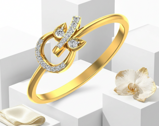 Divine Trishul Om Diamond Ring