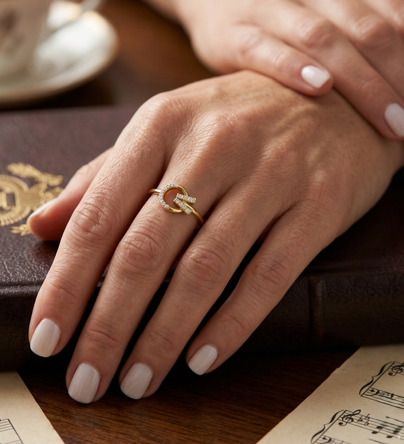 Geometric Interlock Diamond Ring