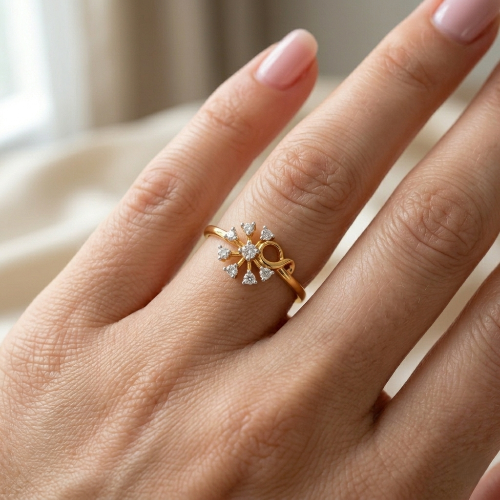 Radiant Starburst Flower Diamond Ring