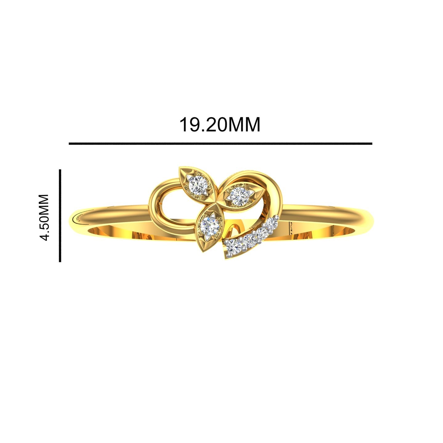 Tri-Leaf Blossom Ribbon Diamond Ring