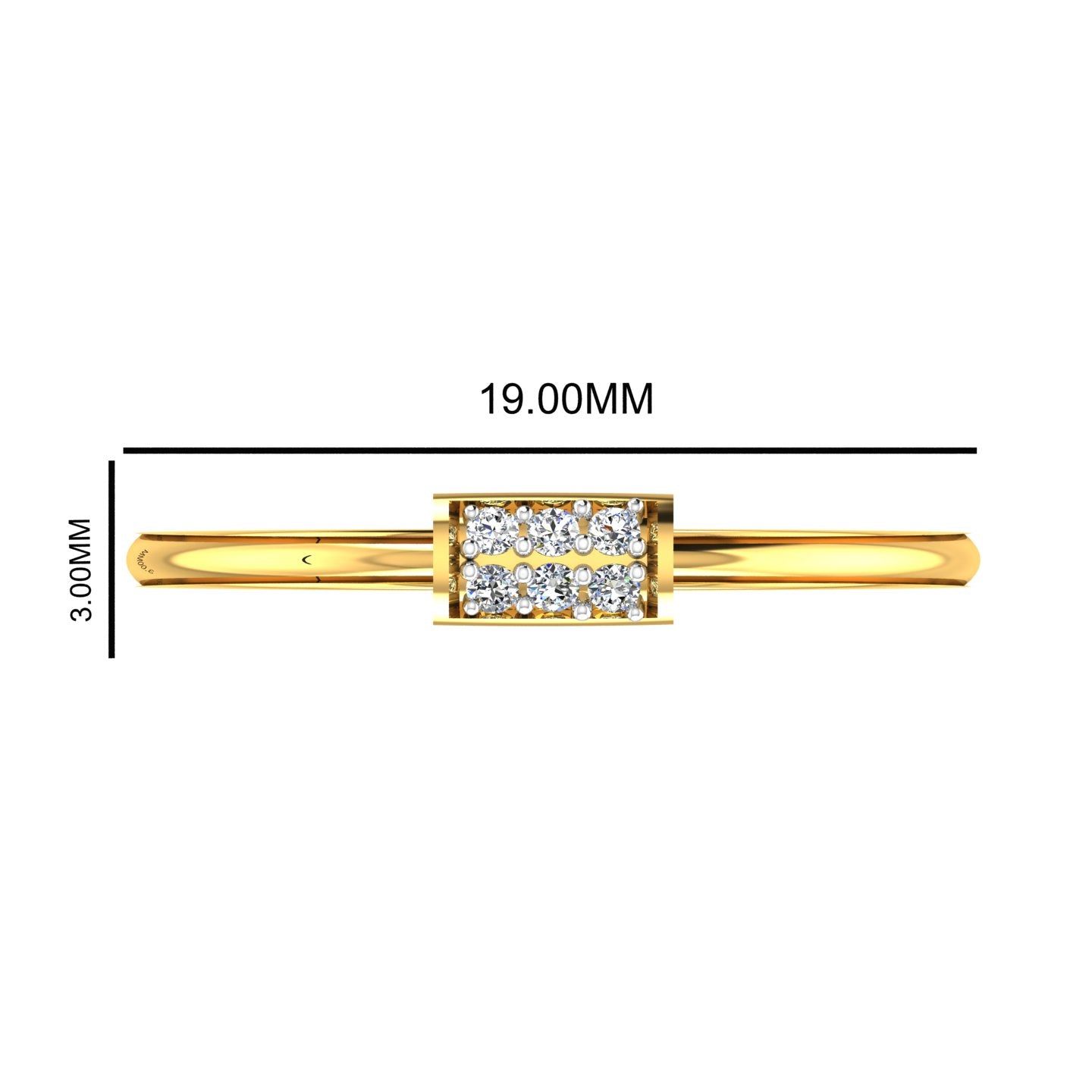 Minimalist Linear Bar Diamond Ring