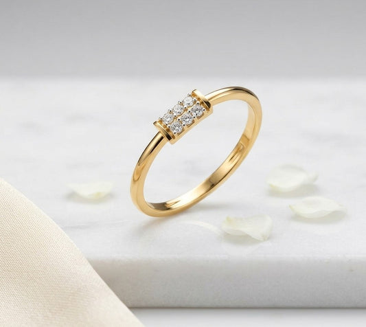 Minimalist Linear Bar Diamond Ring